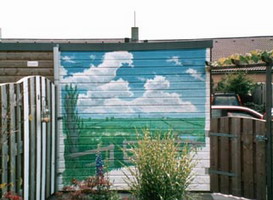 painting on a shed wall